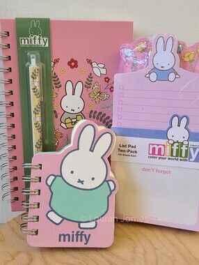 Miffy Pink Spring Meadow Floral Notebook & List Pad Stationery Set